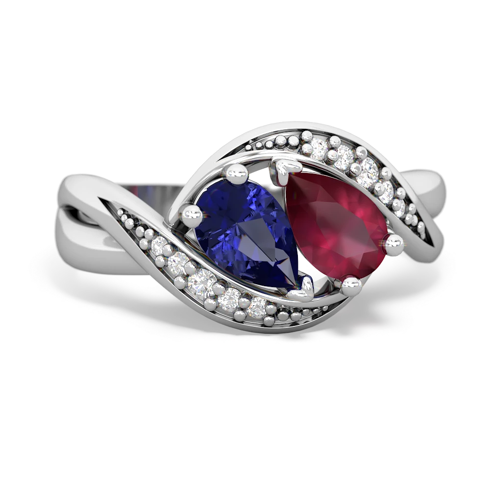 Lab Sapphire Summer Winds 14K White Gold ring R5342