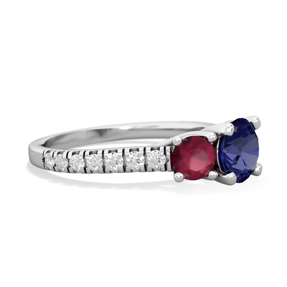 Lab Sapphire Pave Trellis 14K White Gold ring R5500