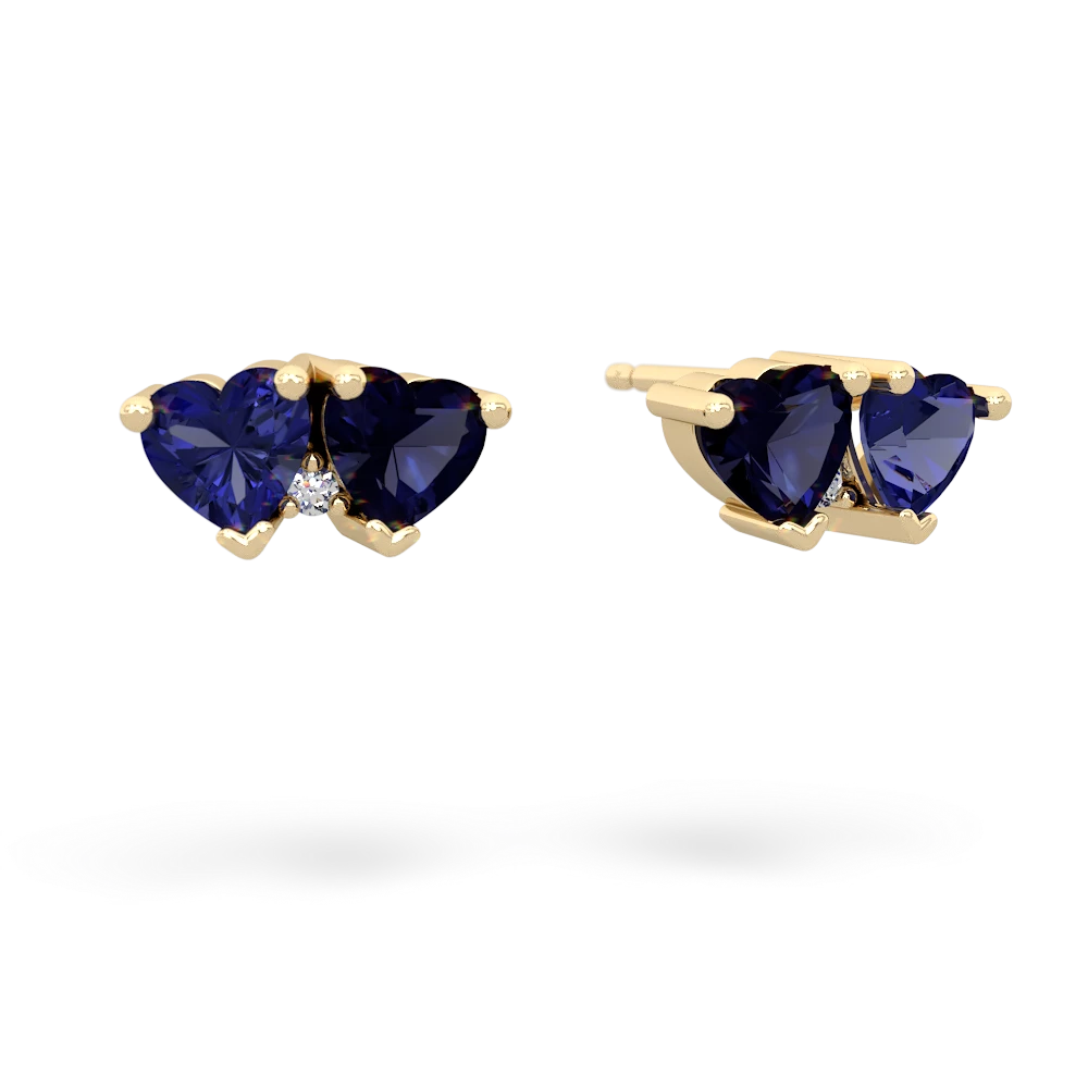 Lab Sapphire Sweethearts 14K Yellow Gold earrings E5260