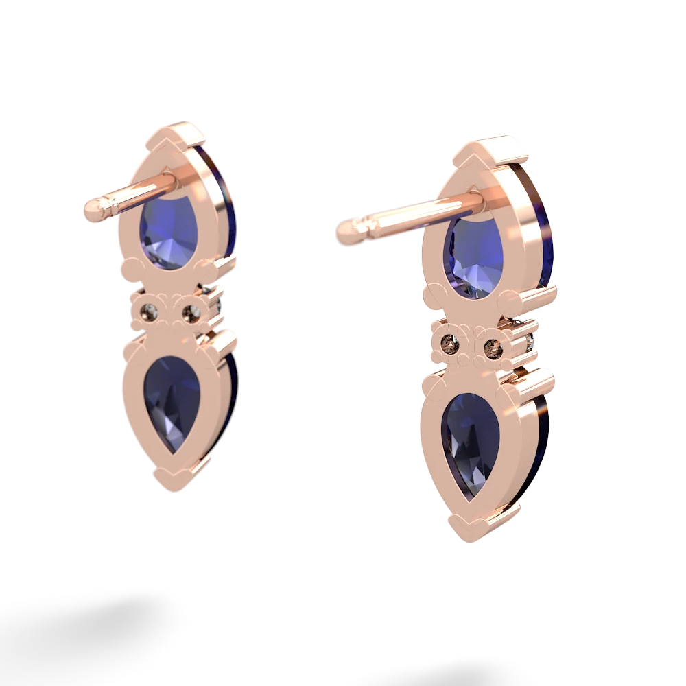 Lab Sapphire Bowtie Drop 14K Rose Gold earrings E0865