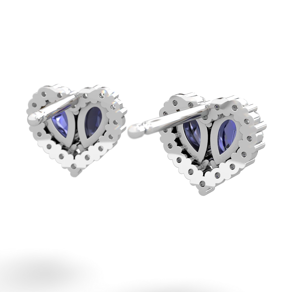 Lab Sapphire Halo 14K White Gold earrings E7008