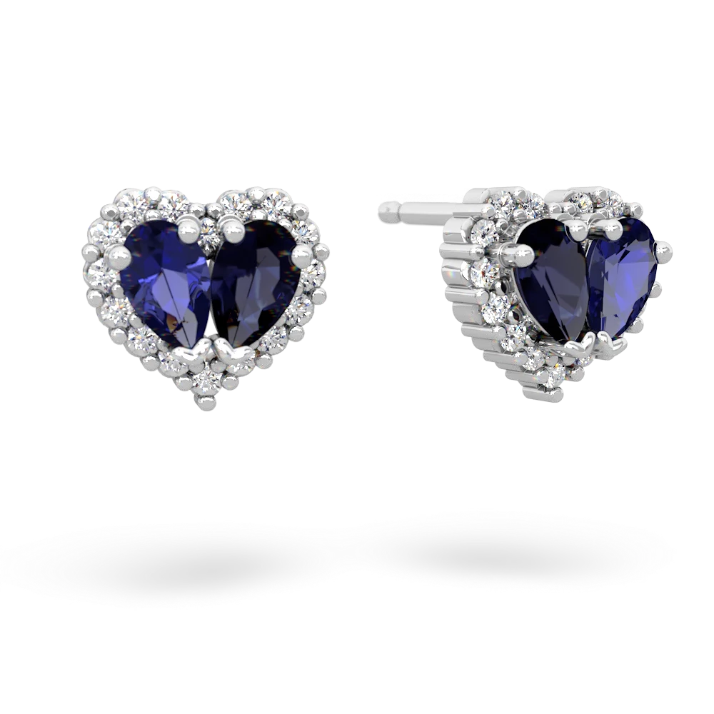 Lab Sapphire Halo 14K White Gold earrings E7008