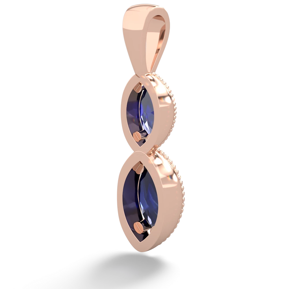 Lab Sapphire Antique-Style Halo 14K Rose Gold pendant P5700