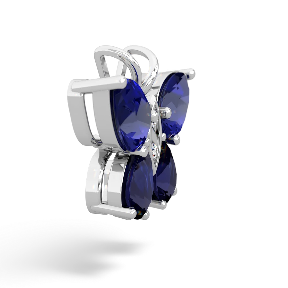 Lab Sapphire Butterfly 14K White Gold pendant P2215