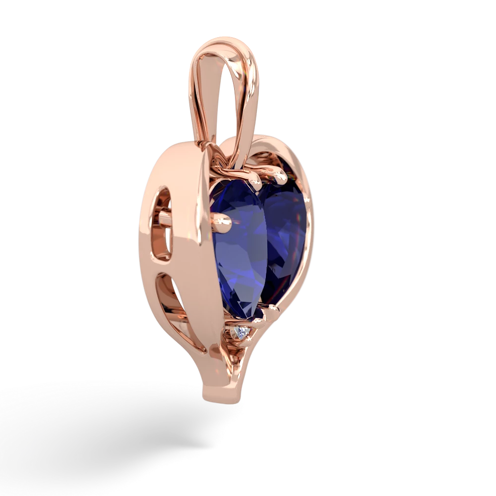 Lab Sapphire Two Become One 14K Rose Gold pendant P5330