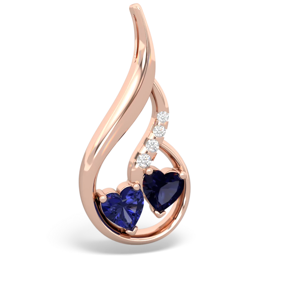 Lab Sapphire Keepsake Curves 14K Rose Gold pendant P5450