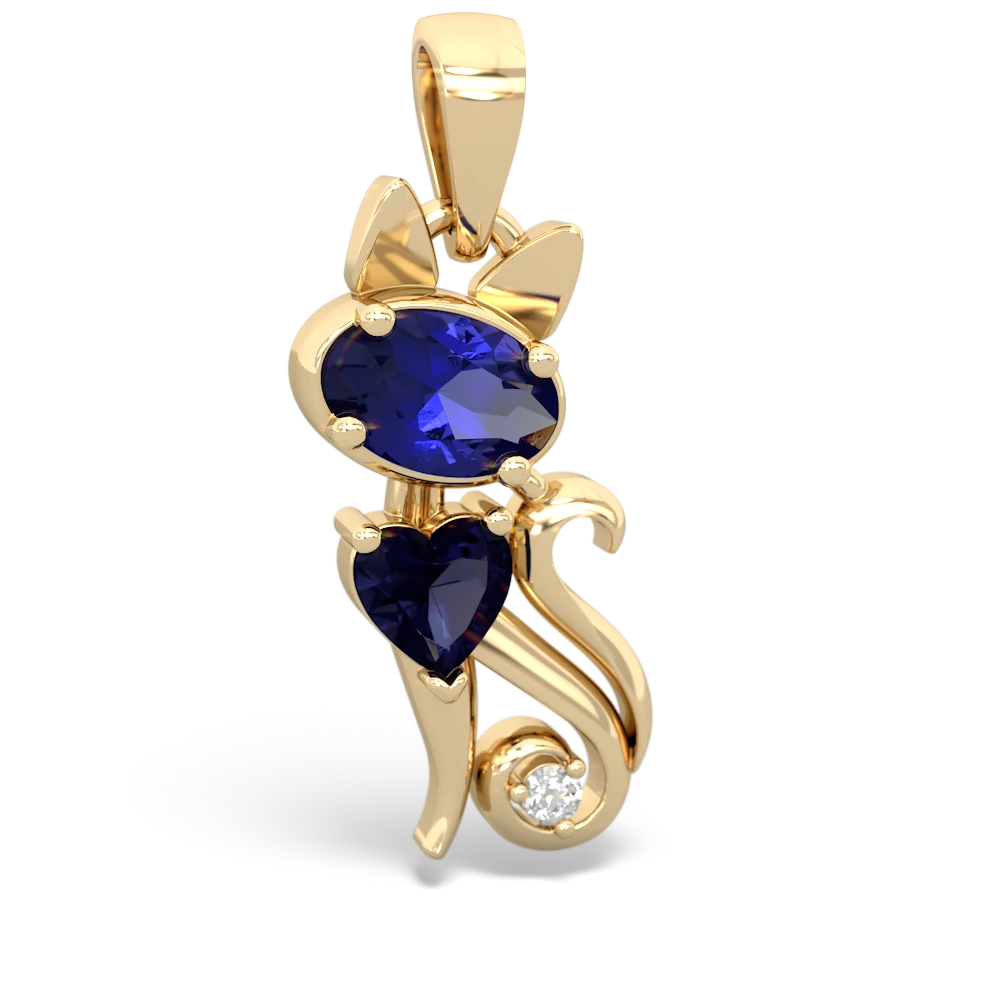 Lab Sapphire Kitten 14K Yellow Gold pendant P5780