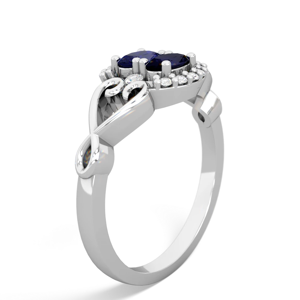 Lab Sapphire Love Nest 14K White Gold ring R5860