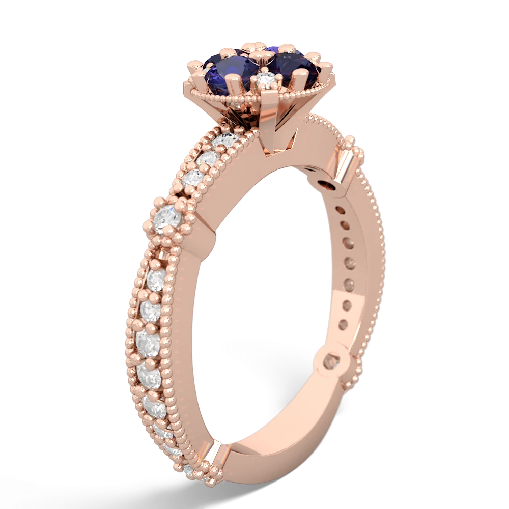 Lab Sapphire Sparkling Tiara Cluster 14K Rose Gold ring R26293RD