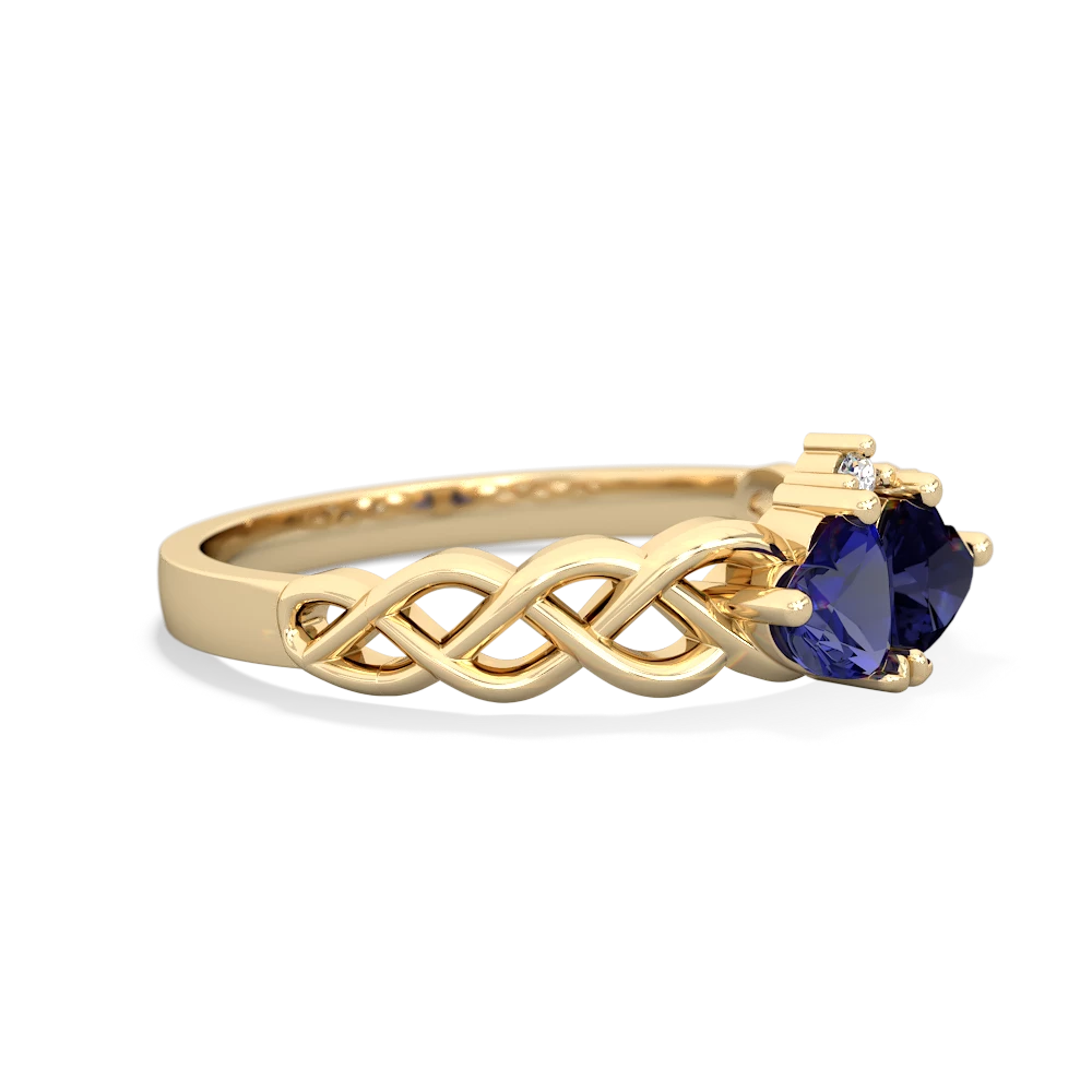 Lab Sapphire Heart To Heart Braid 14K Yellow Gold ring R5870