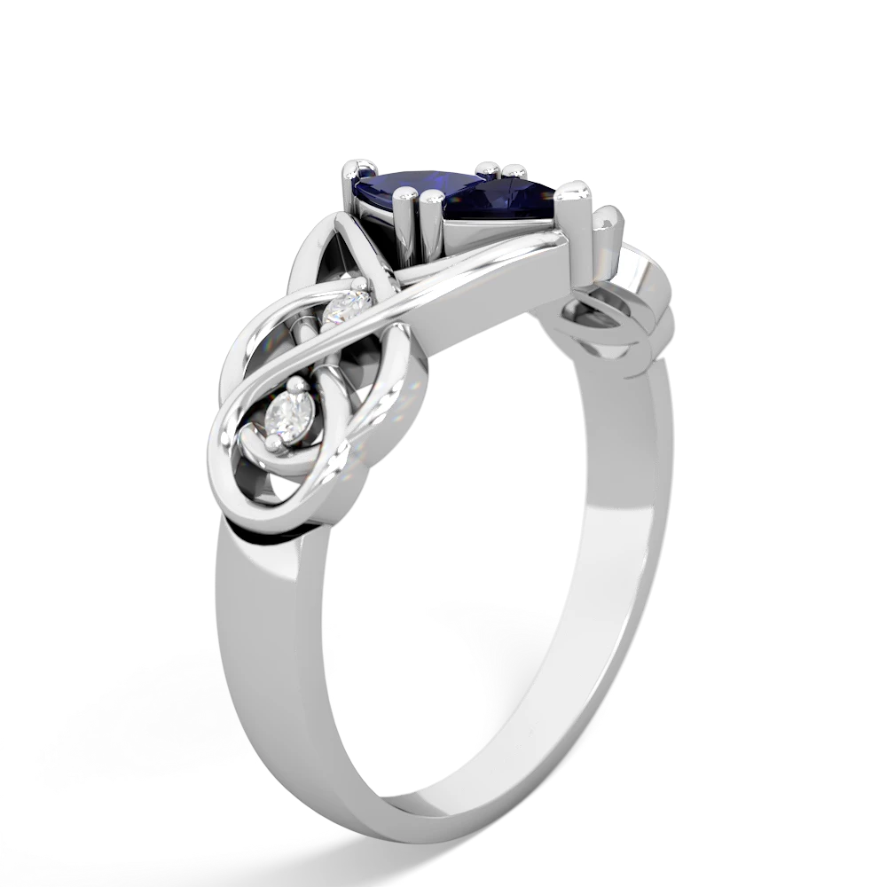 Lab Sapphire Keepsake Celtic Knot 14K White Gold ring R5300