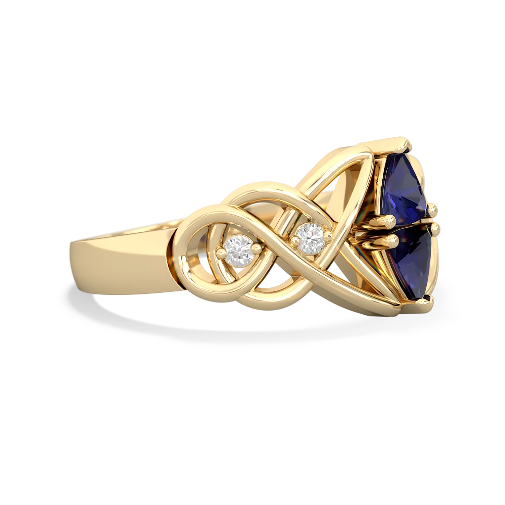 Lab Sapphire Keepsake Celtic Knot 14K Yellow Gold ring R5300