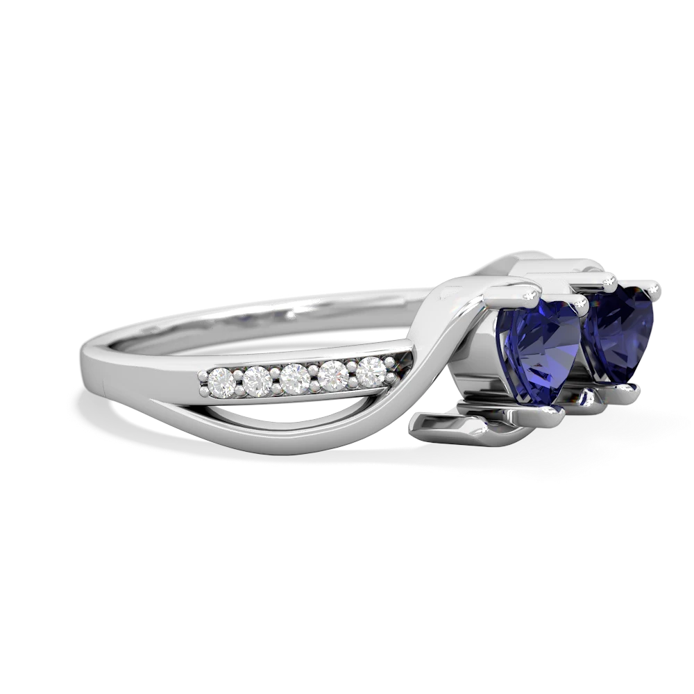 Lab Sapphire Side By Side 14K White Gold ring R3090