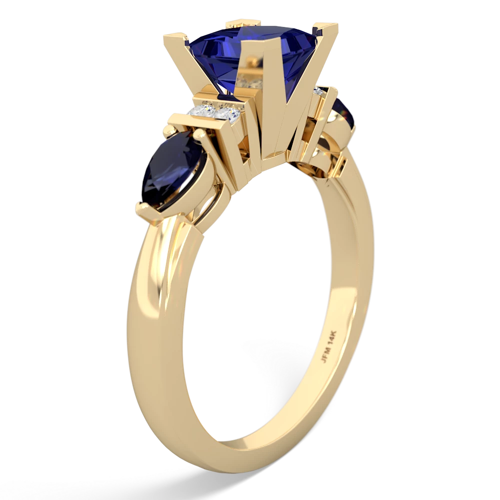 Lab Sapphire 6Mm Princess Eternal Embrace Engagement 14K Yellow Gold ring C2002