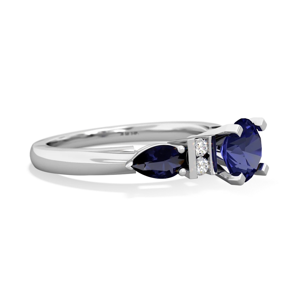 Lab Sapphire 6Mm Round Eternal Embrace Engagement 14K White Gold ring R2005