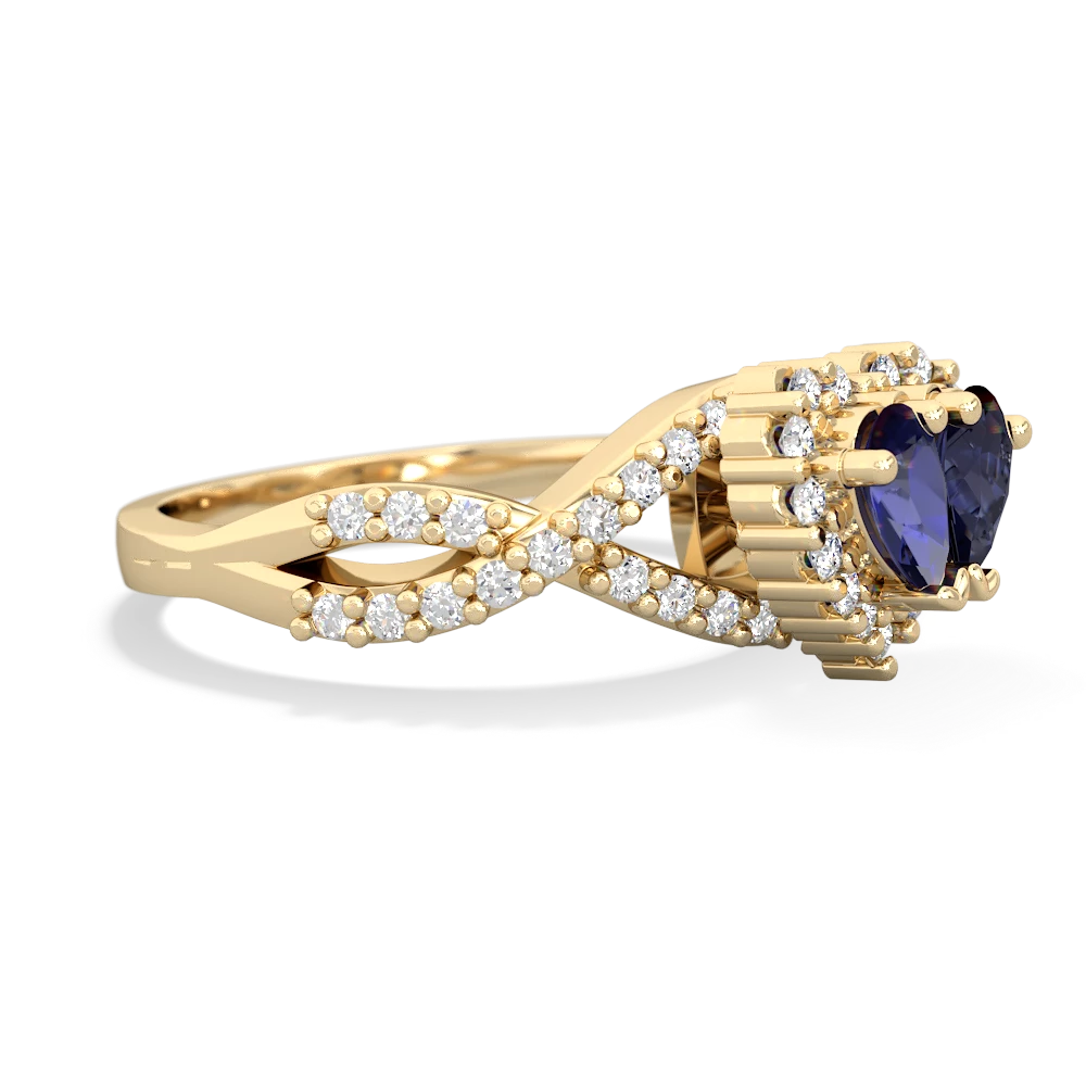 Lab Sapphire Diamond Twist 'One Heart' 14K Yellow Gold ring R2640HRT