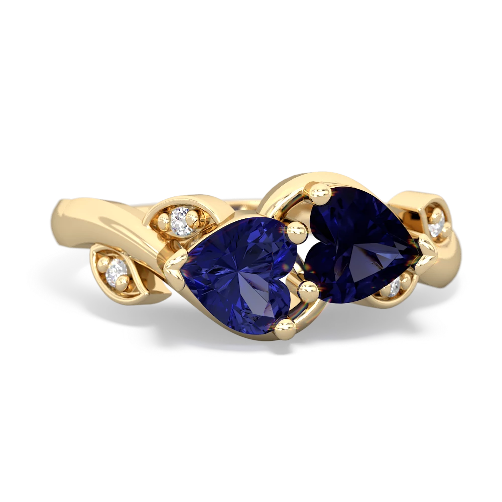 Lab Sapphire Floral Elegance 14K Yellow Gold ring R5790