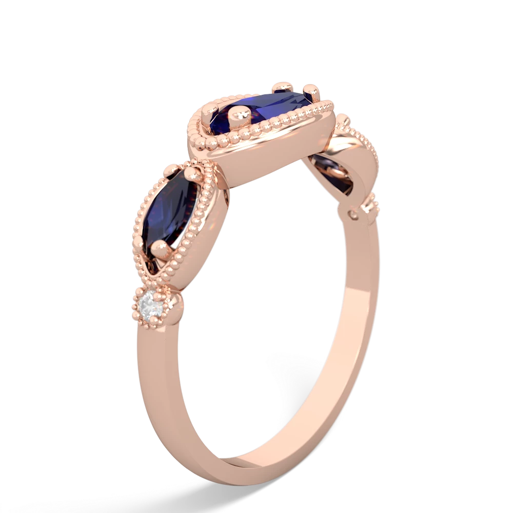 Lab Sapphire Milgrain Marquise 14K Rose Gold ring R5700