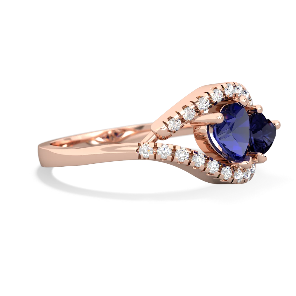 Lab Sapphire Mother And Child 14K Rose Gold ring R3010