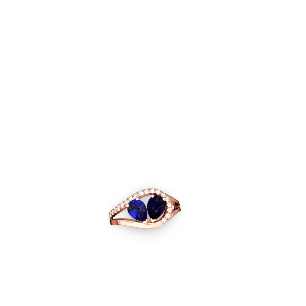 Lab Sapphire Nestled Heart Keepsake 14K Rose Gold ring R5650