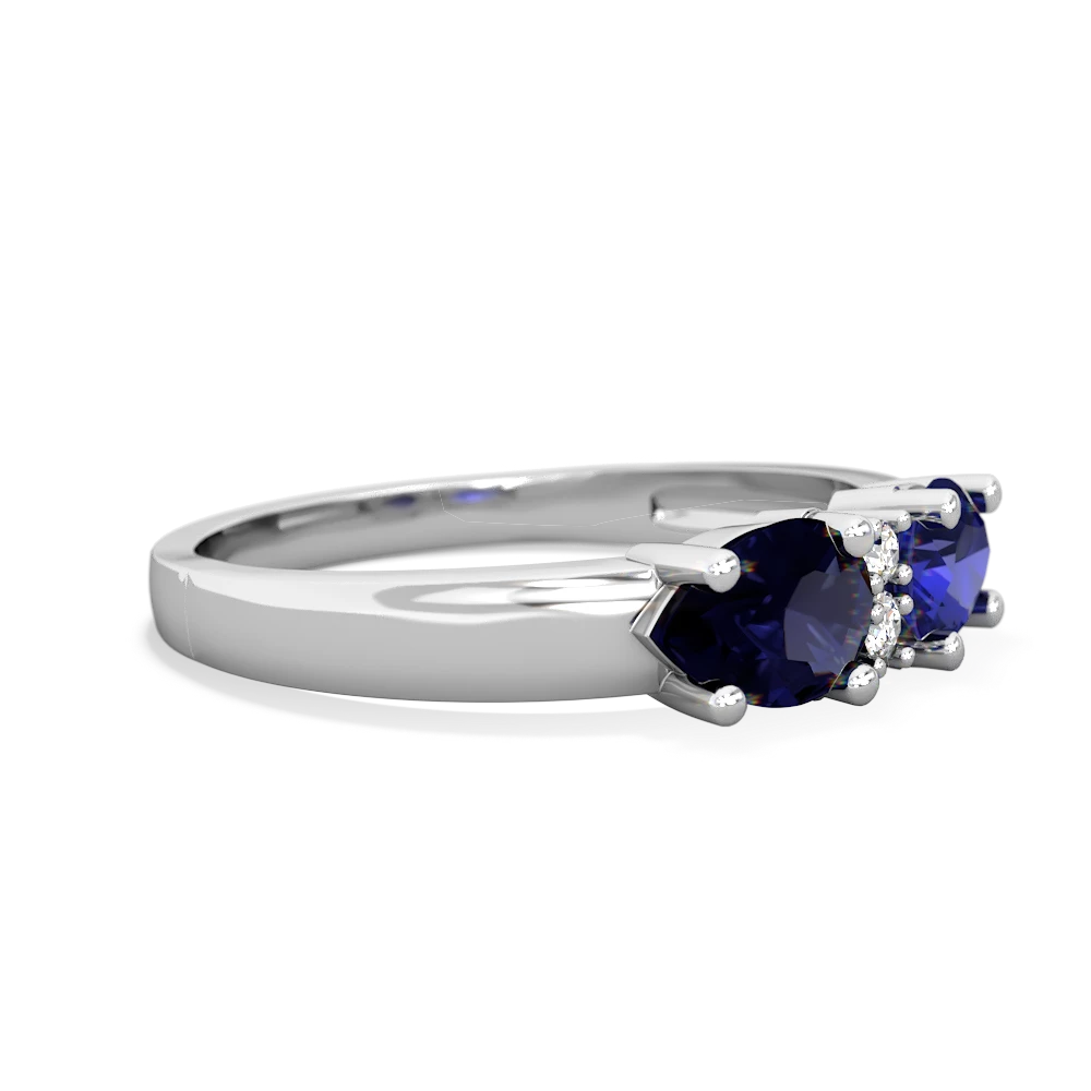 Lab Sapphire Pear Bowtie 14K White Gold ring R0865