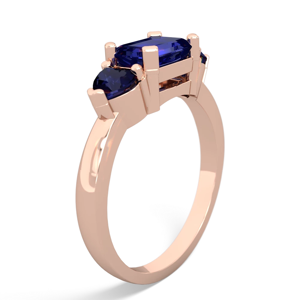 Lab Sapphire Three Stone 14K Rose Gold ring R5235