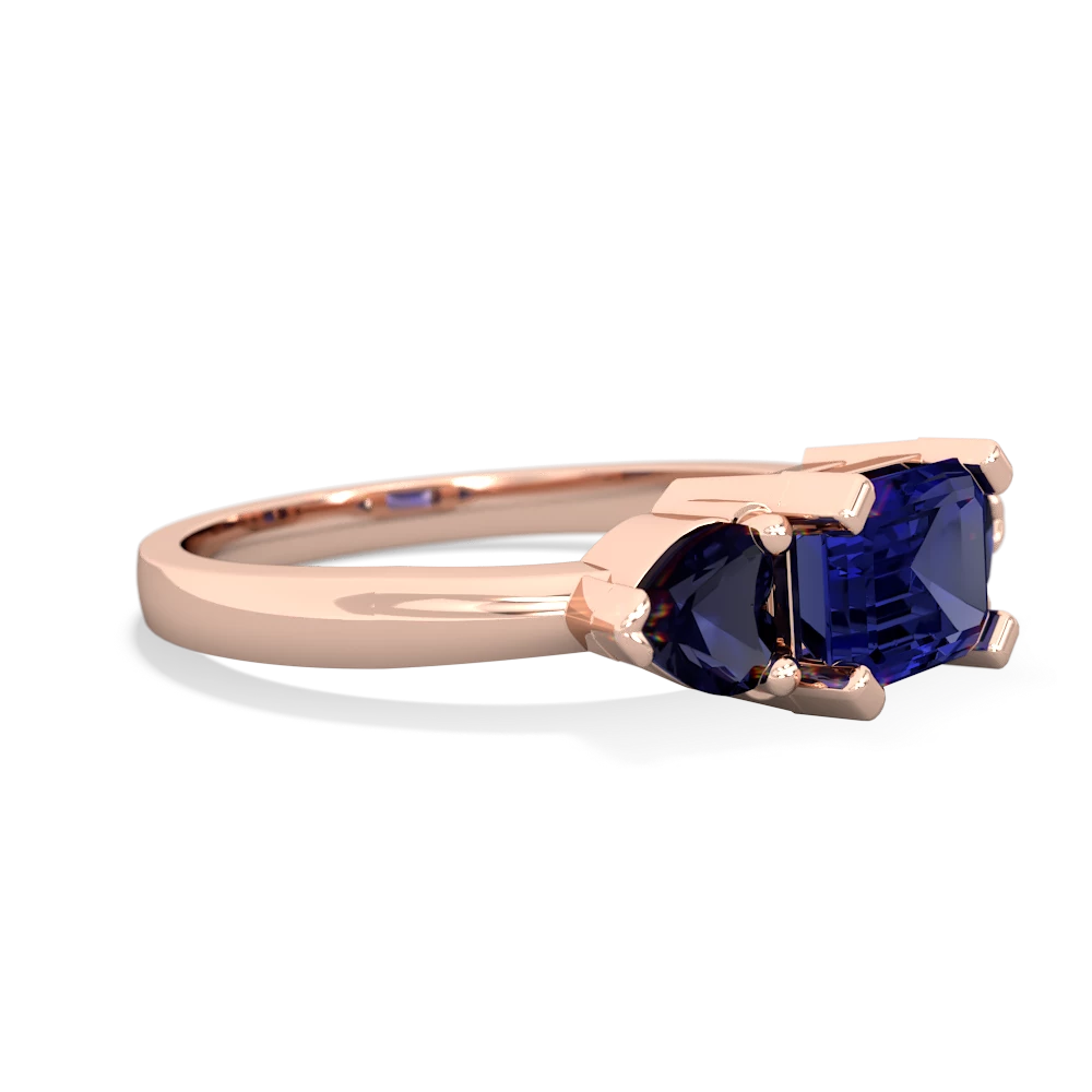 Lab Sapphire Three Stone 14K Rose Gold ring R5235