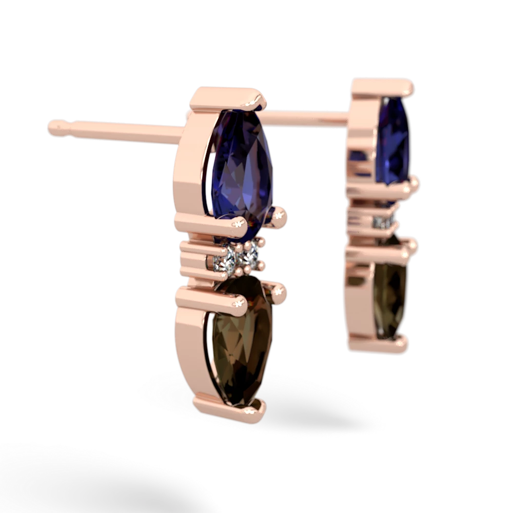 Lab Sapphire Bowtie Drop 14K Rose Gold earrings E0865