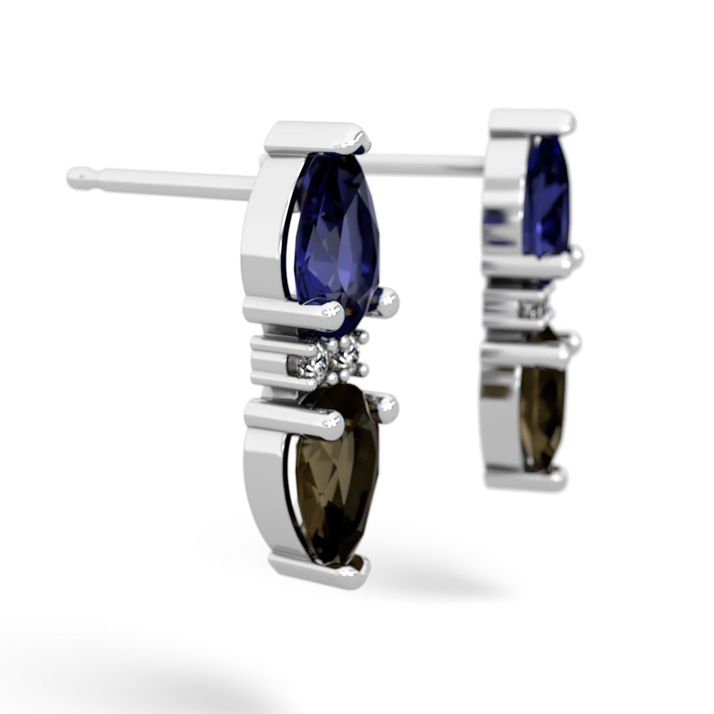 Lab Sapphire Bowtie Drop 14K White Gold earrings E0865