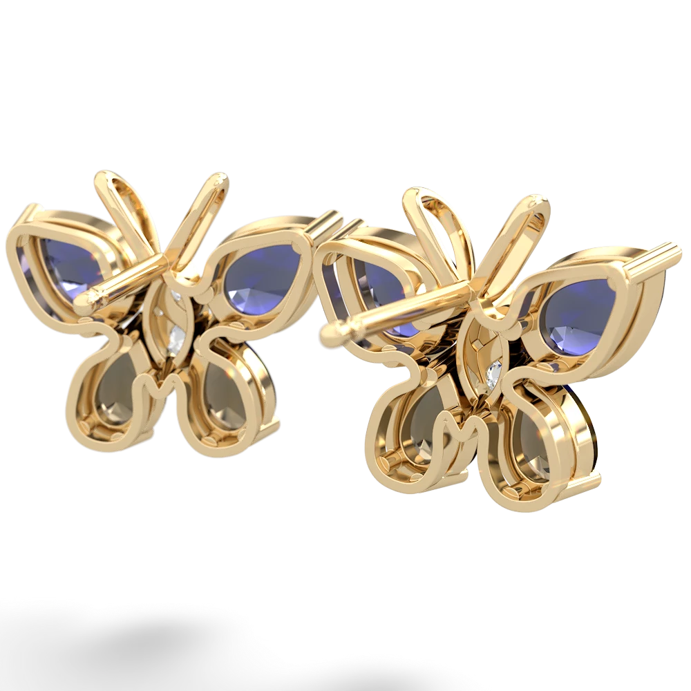 Lab Sapphire Butterfly 14K Yellow Gold earrings E2215