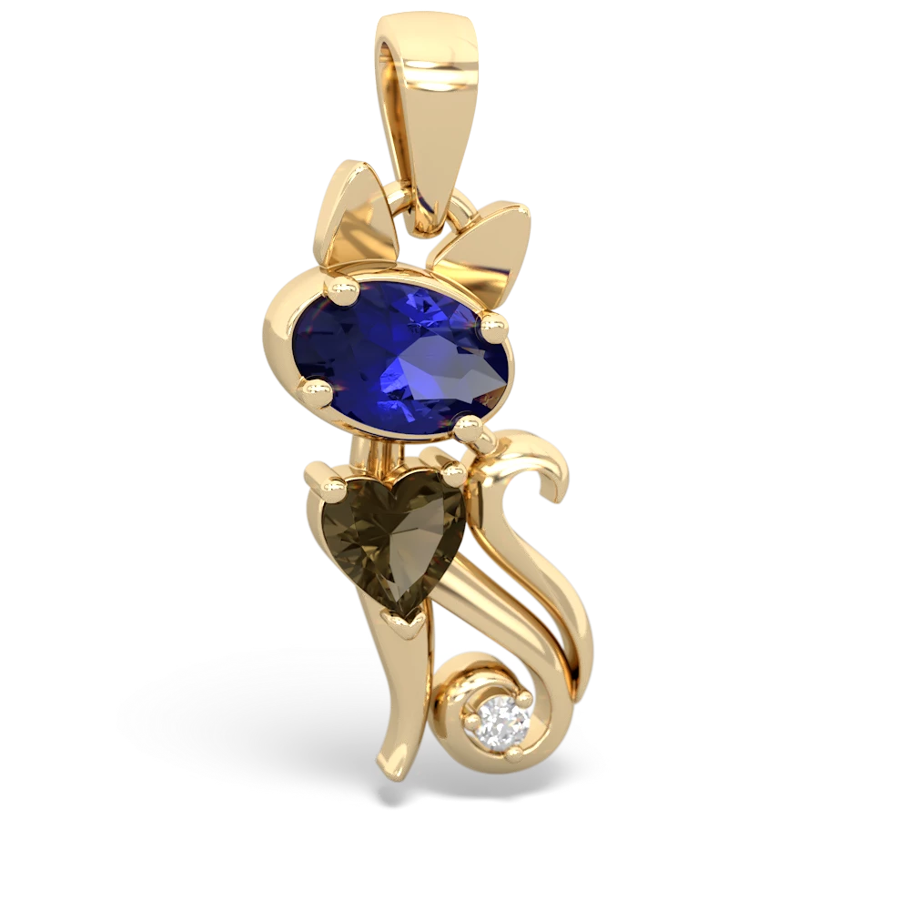 Lab Sapphire Kitten 14K Yellow Gold pendant P5780