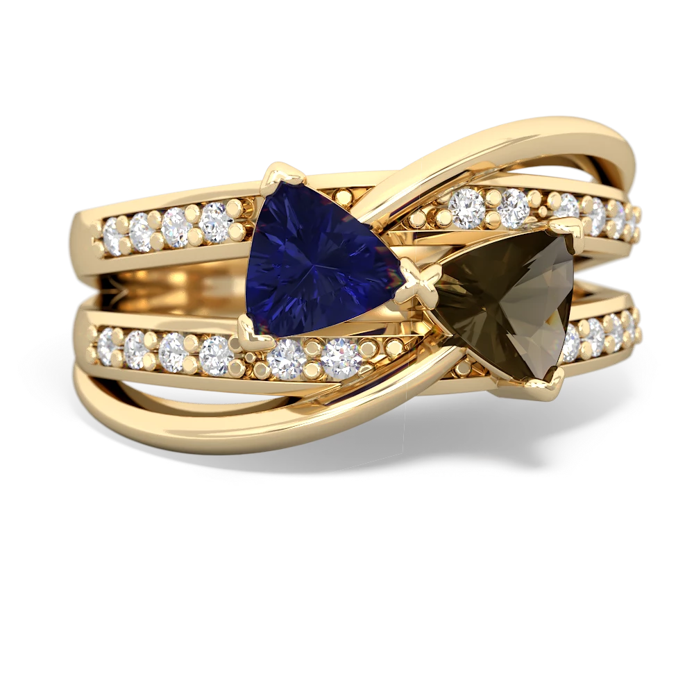 Lab Sapphire Bowtie 14K Yellow Gold ring R2360