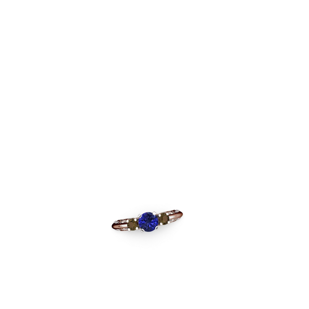 Lab Sapphire Art Deco Eternal Embrace Engagement 14K White Gold ring C2003