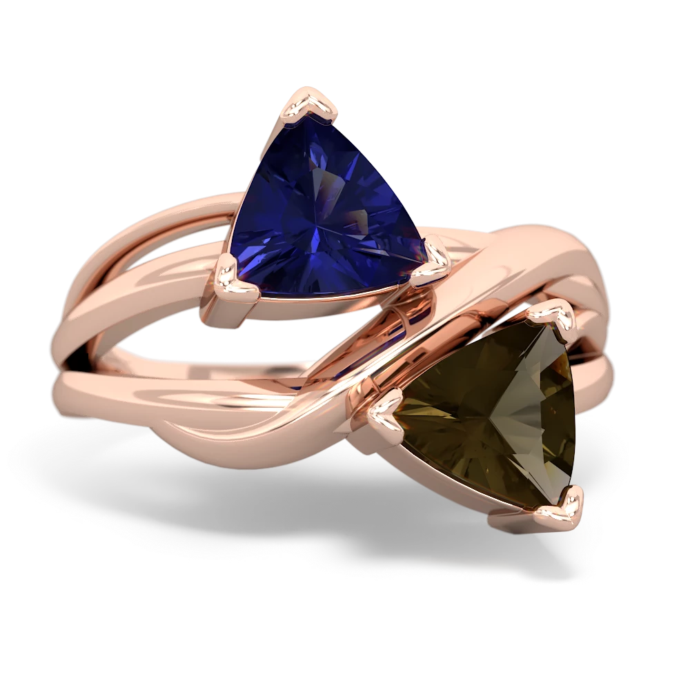 Lab Sapphire Split Band Swirl 14K Rose Gold ring R2341