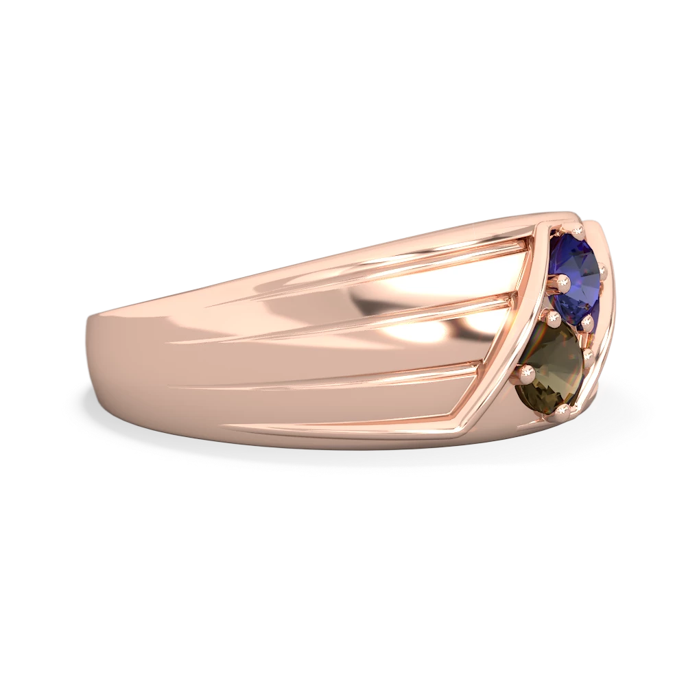 Lab Sapphire Men's Streamline 14K Rose Gold ring R0460