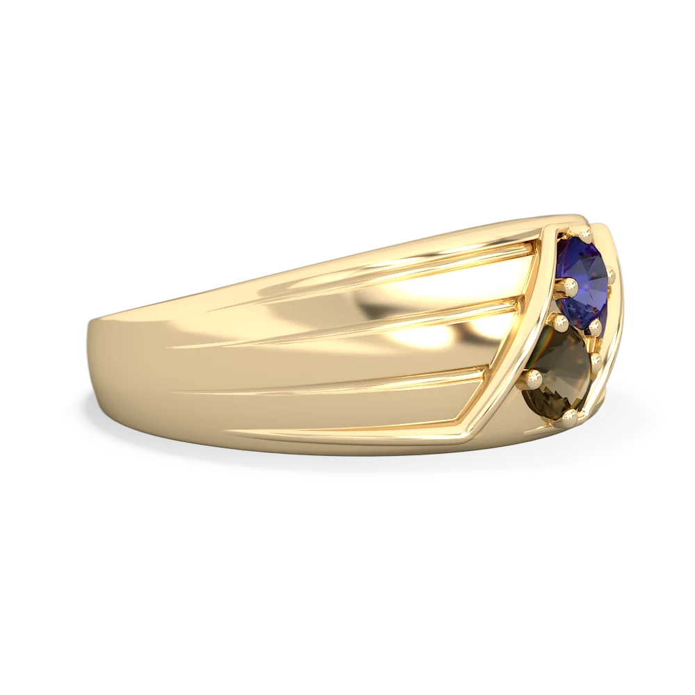 Lab Sapphire Men's Streamline 14K Yellow Gold ring R0460