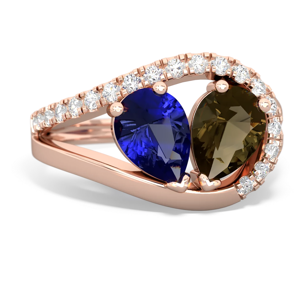 Lab Sapphire Nestled Heart Keepsake 14K Rose Gold ring R5650