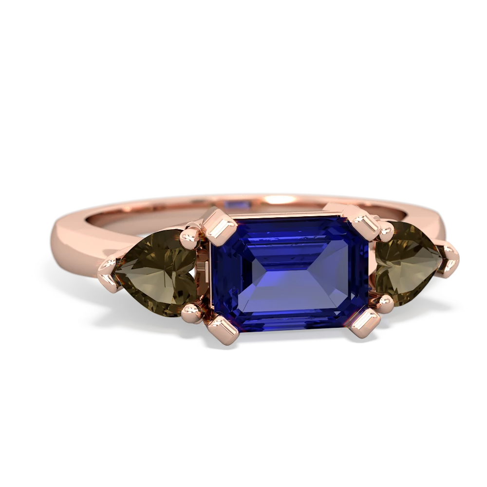 Lab Sapphire Three Stone 14K Rose Gold ring R5235