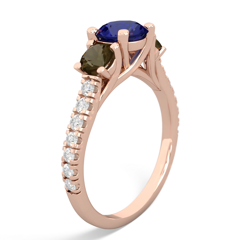 Lab Sapphire Pave Trellis 14K Rose Gold ring R5500