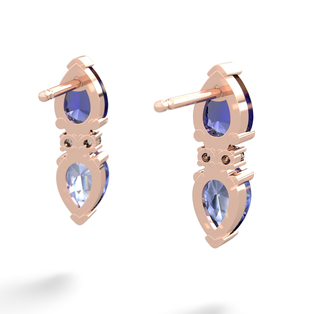 Lab Sapphire Bowtie Drop 14K Rose Gold earrings E0865