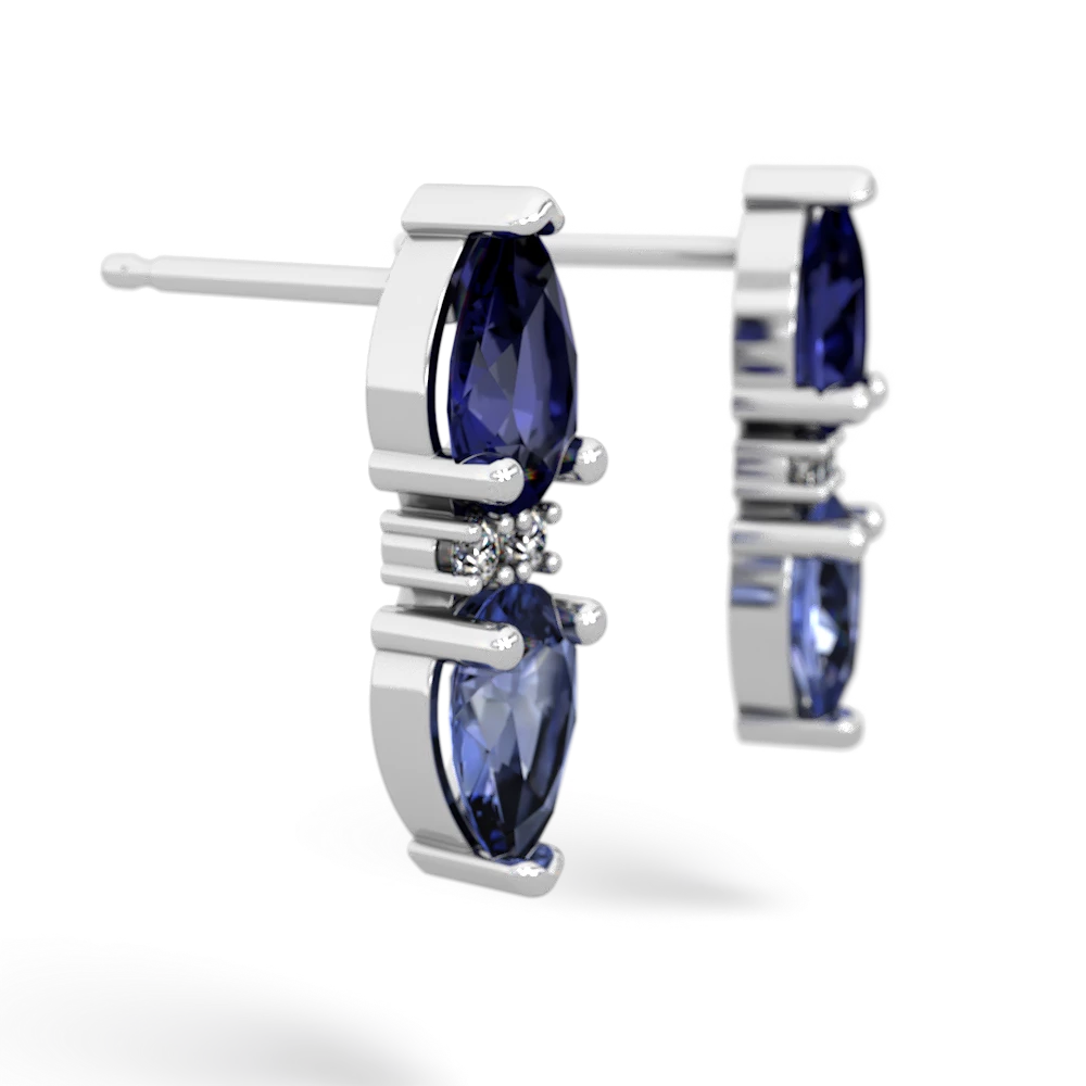 Lab Sapphire Bowtie Drop 14K White Gold earrings E0865