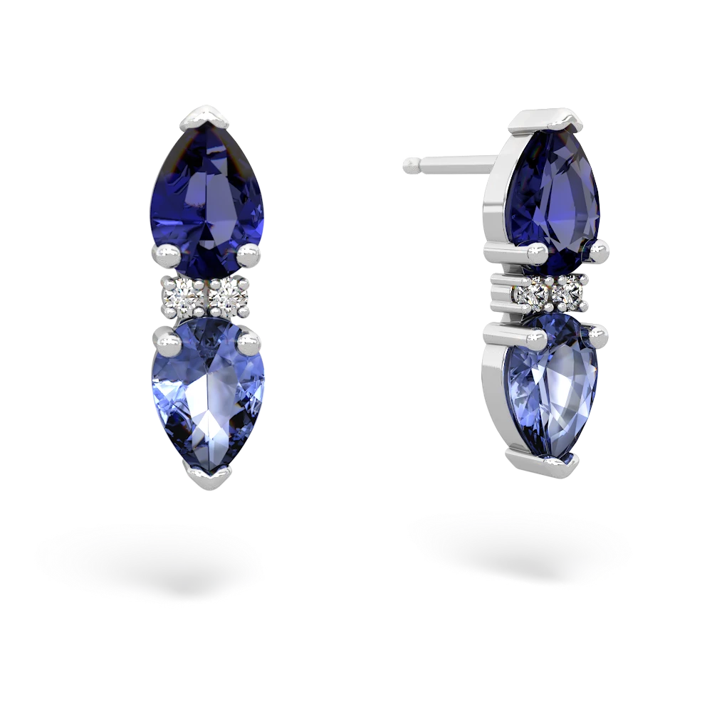 Lab Sapphire Bowtie Drop 14K White Gold earrings E0865