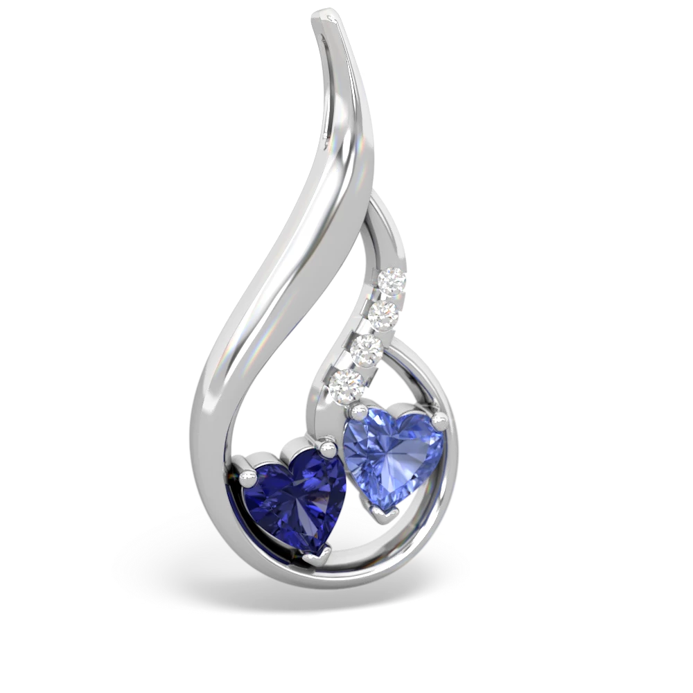 Lab Sapphire Keepsake Curves 14K White Gold pendant P5450