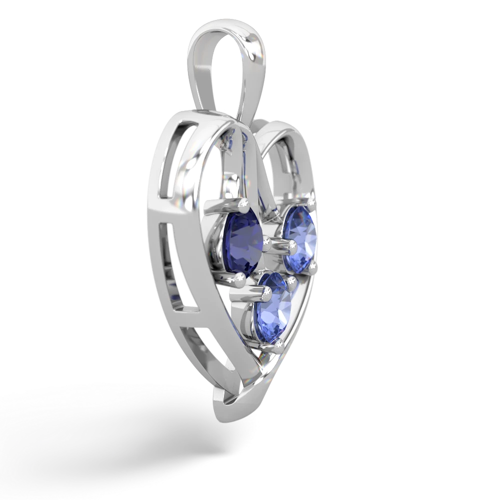 Lab Sapphire Glowing Heart 14K White Gold pendant P2233