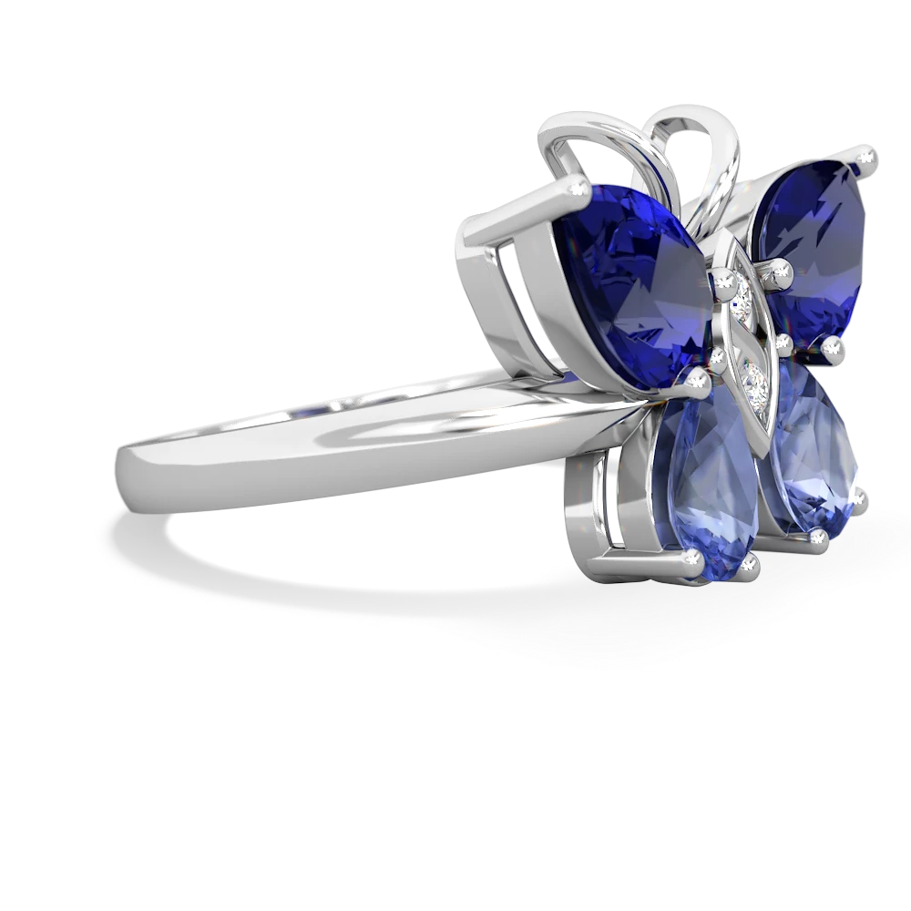 Lab Sapphire Butterfly 14K White Gold ring R2215