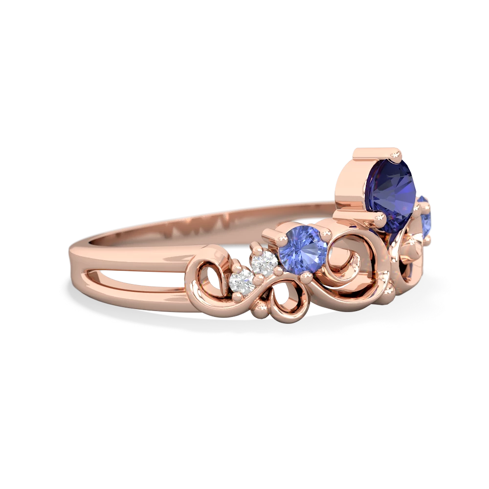 Lab Sapphire Crown Keepsake 14K Rose Gold ring R5740