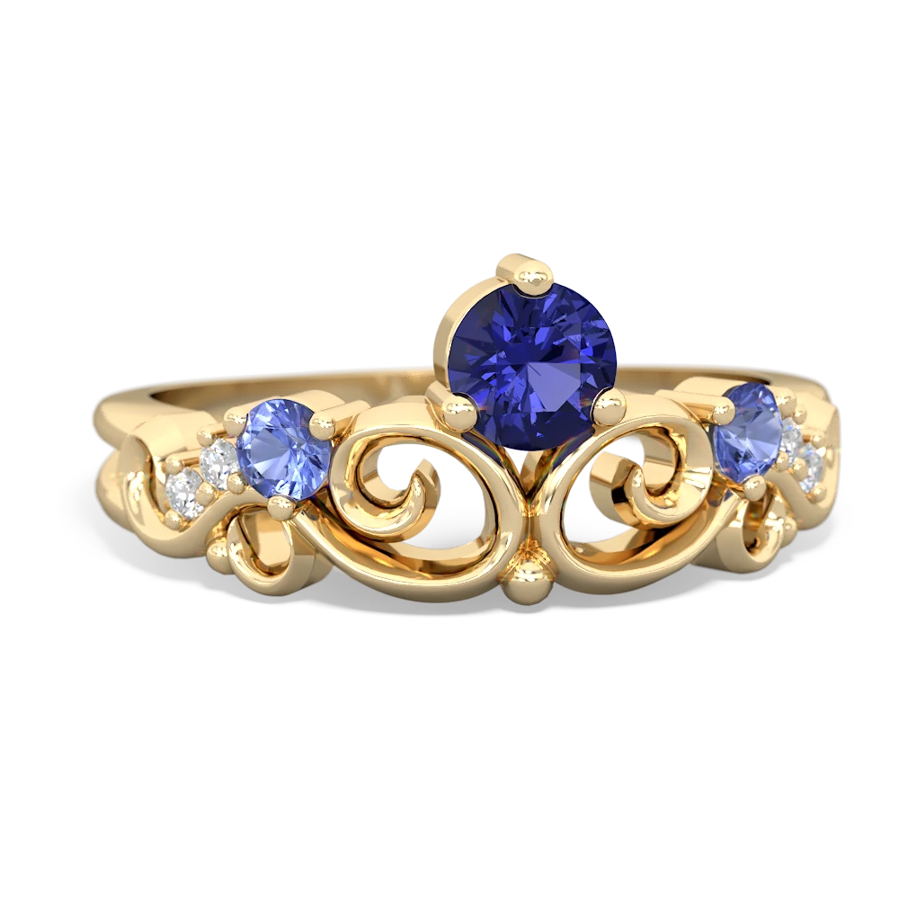 Lab Sapphire Crown Keepsake 14K Yellow Gold ring R5740