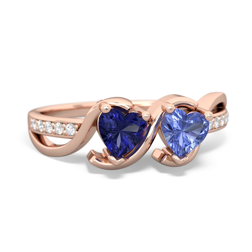 Lab Sapphire Side By Side 14K Rose Gold ring R3090