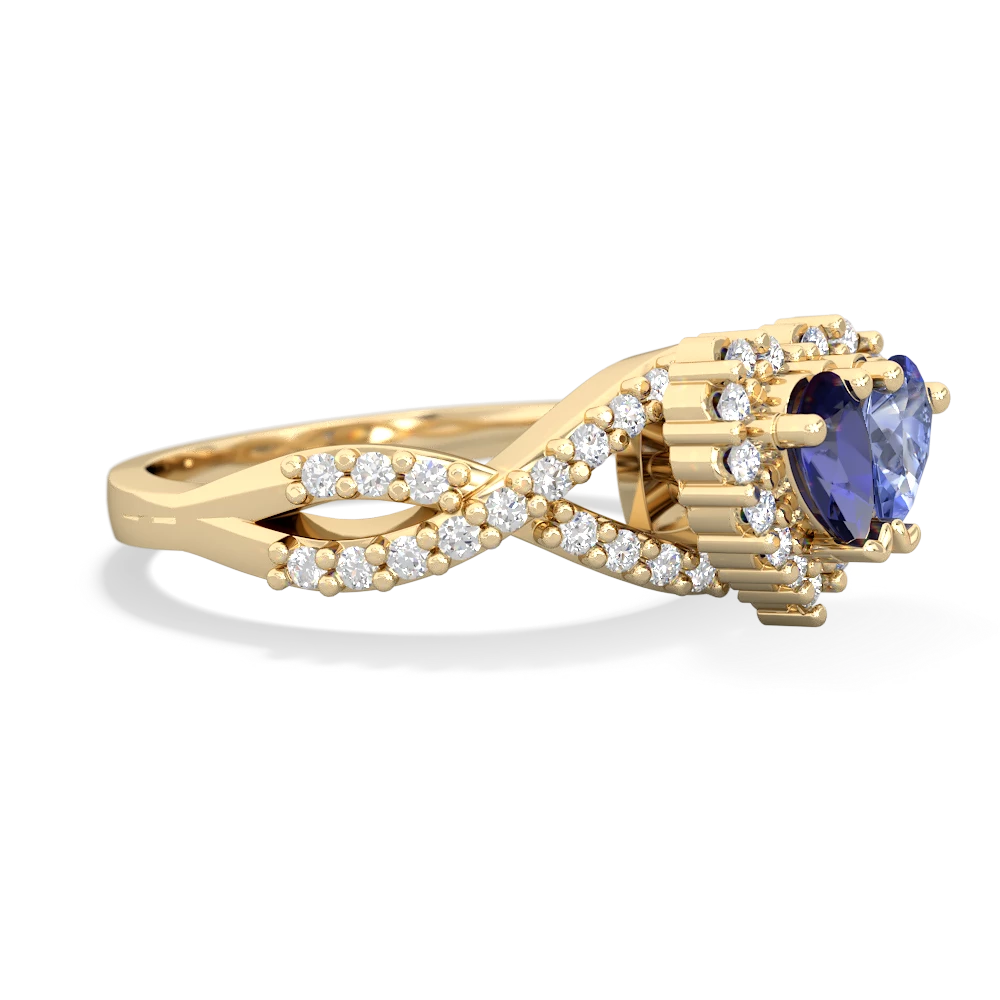 Lab Sapphire Diamond Twist 'One Heart' 14K Yellow Gold ring R2640HRT