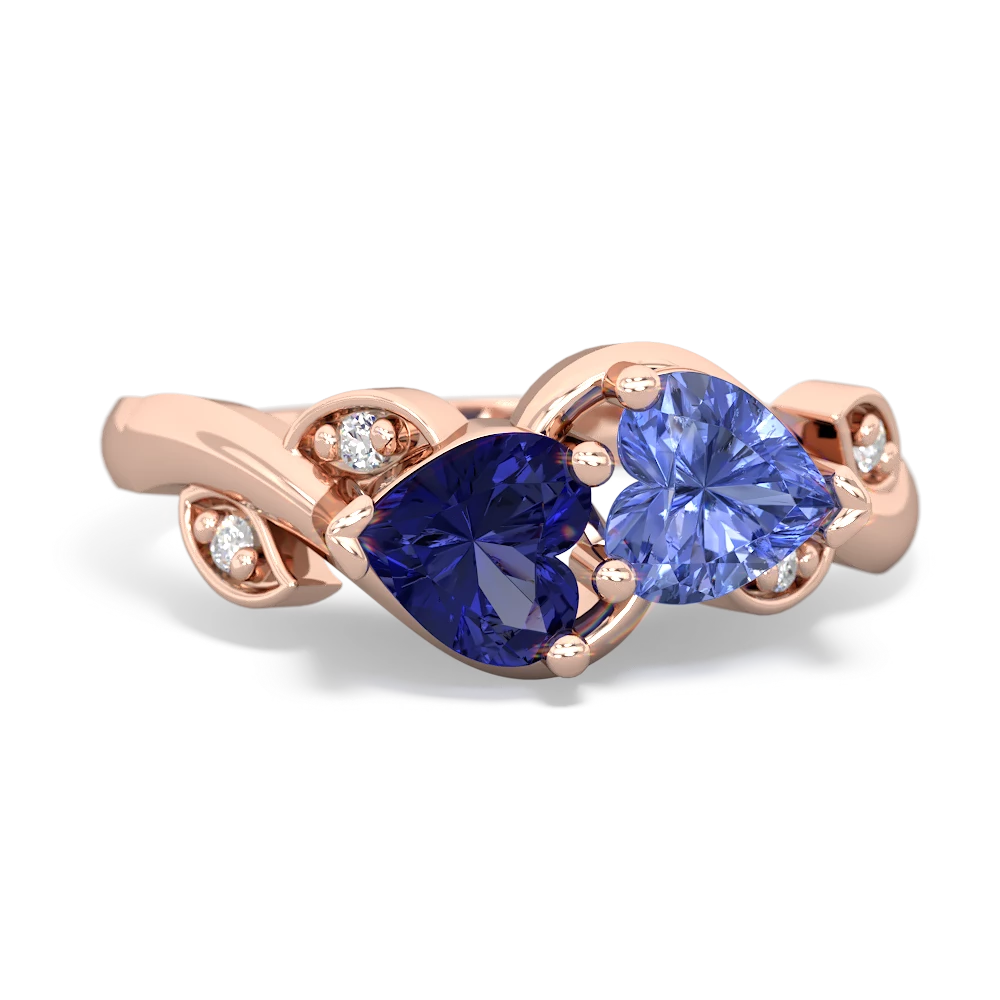 Lab Sapphire Floral Elegance 14K Rose Gold ring R5790